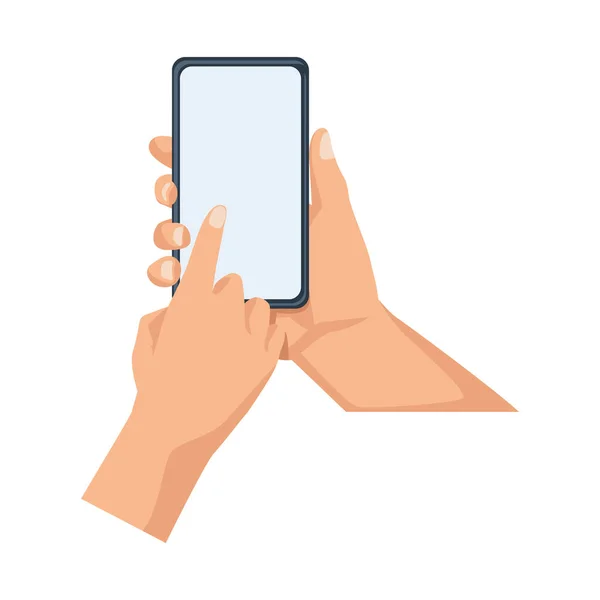 Рука с иконкой смартфона — стоковый вектор