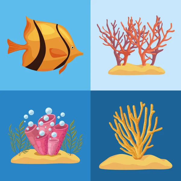 Чотири морські ікони життя — стоковий вектор
