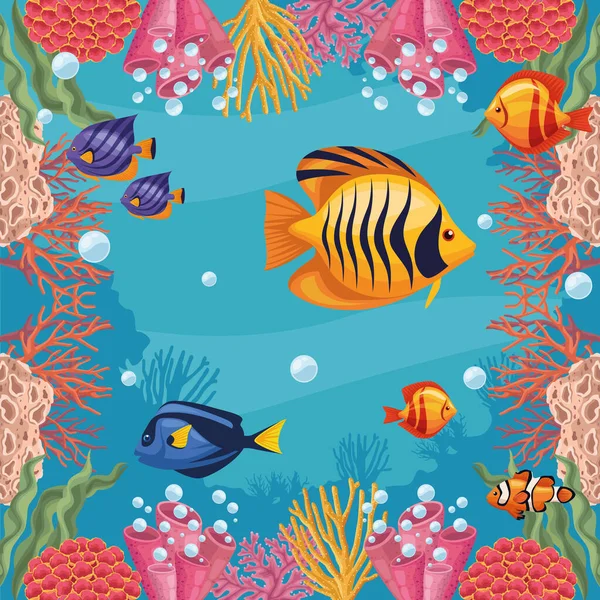 Сім риб і водоростей — стоковий вектор
