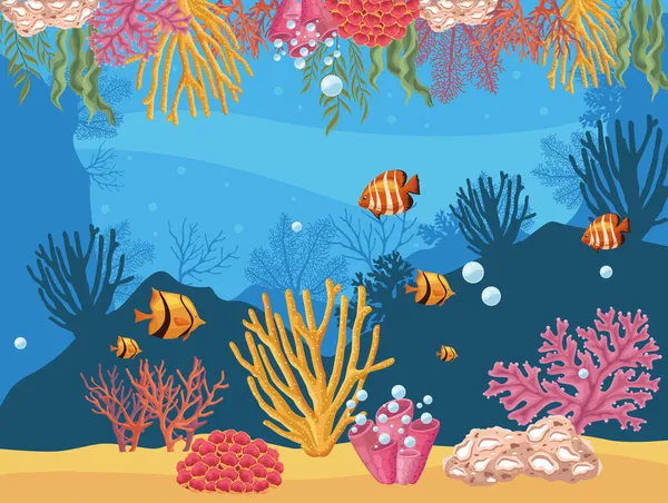 Scène de vie marine avec des algues — Image vectorielle