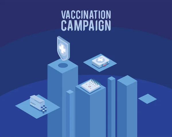 カレンダー付きの予防接種キャンペーン — ストックベクタ