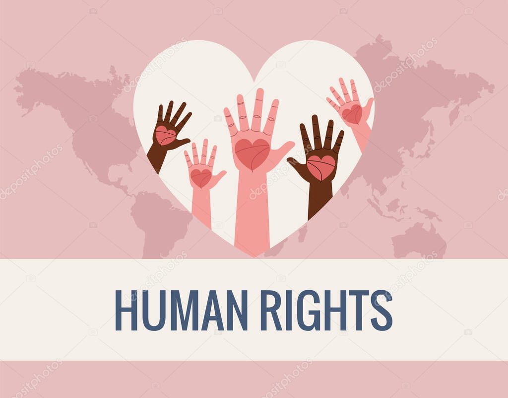 human rights hands in heart
