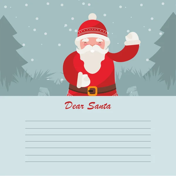 Santa con carta snowscape — Vector de stock