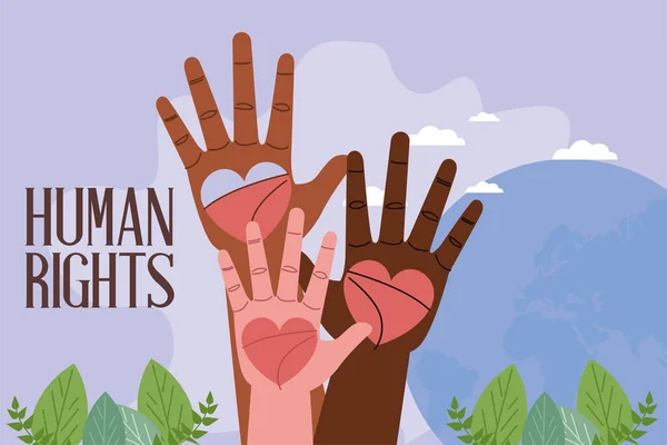 Derechos humanos manos interraciales — Archivo Imágenes Vectoriales