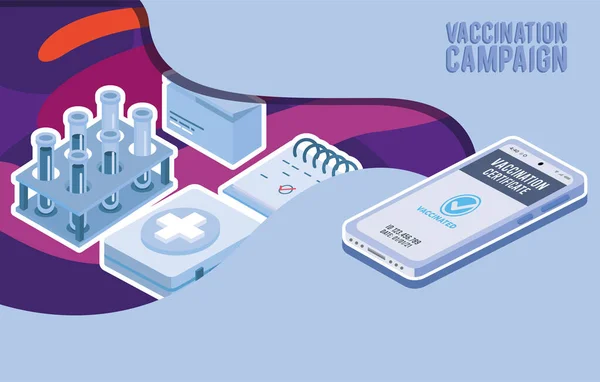 予防接種キャンペーンとスマートフォン — ストックベクタ
