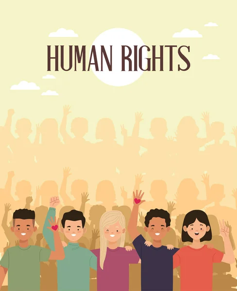 游行的人权人士 — 图库矢量图片