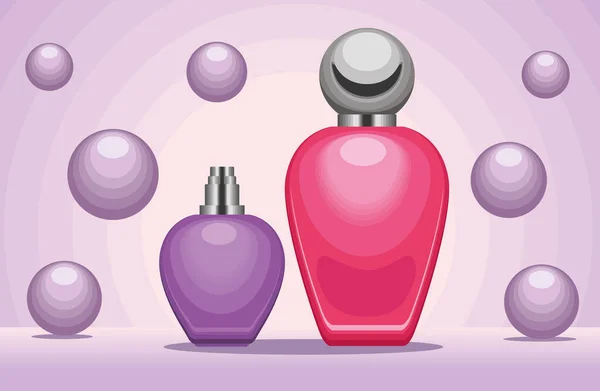 Purple and pink perfumes — Stock Vector