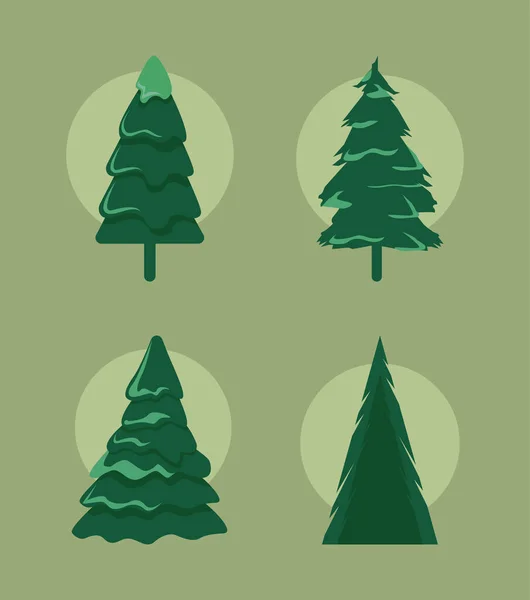 Quatre pins arbres — Image vectorielle