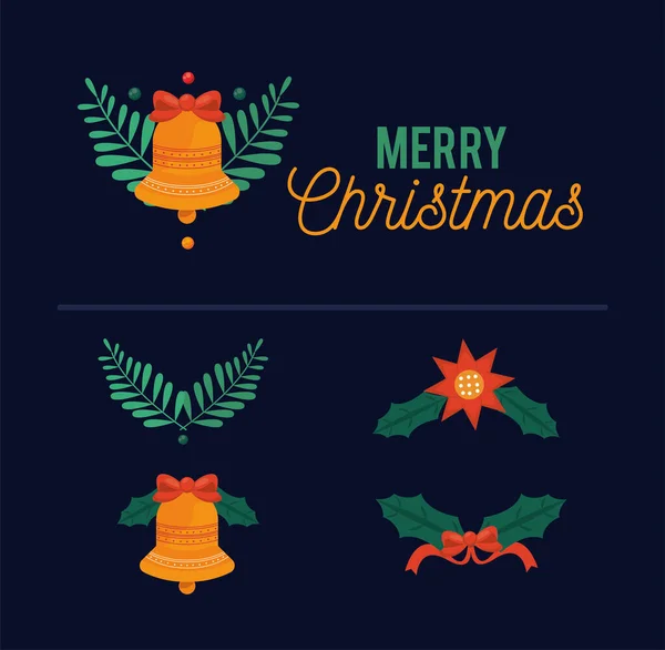 Frohe Weihnachten fünf Ikonen — Stockvektor