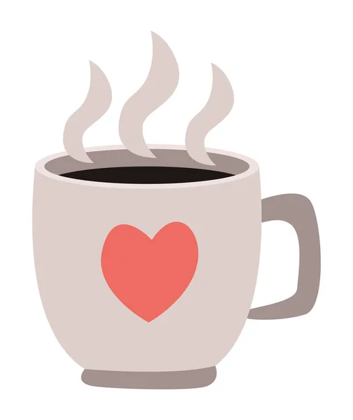 Kalp ile kahve fincanı — Stok Vektör