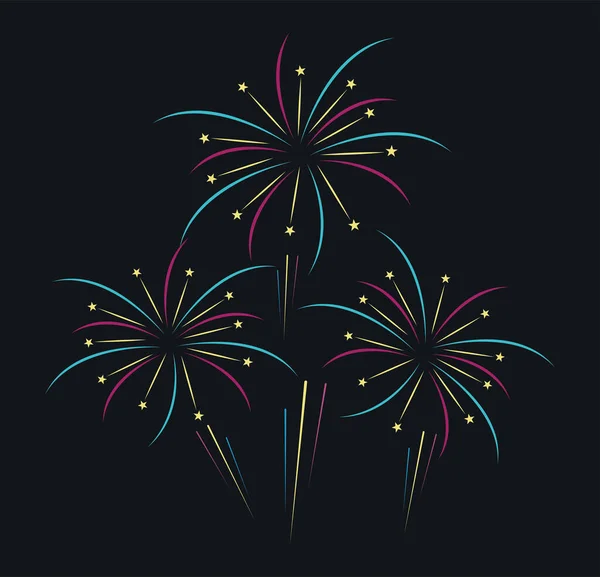 Trois icônes d'explosion de feux d'artifice — Image vectorielle