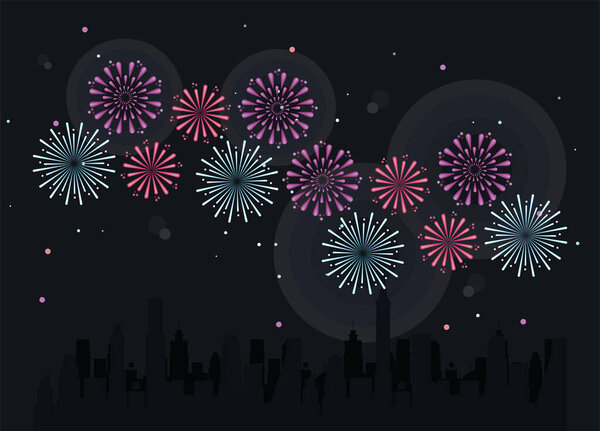 city and fireworks scene