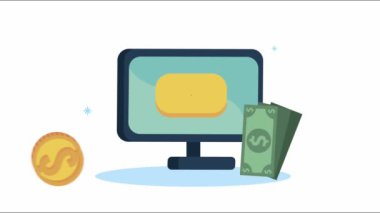 Masaüstü ve para ile ticari elektronik animasyon