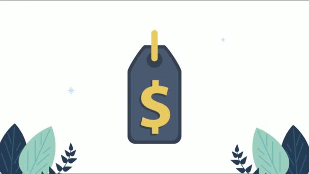 Animación financiera y económica con tag — Vídeo de stock