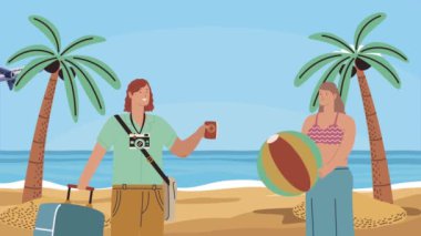 Kumsalda genç kadınlar