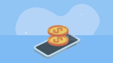 Bozuk paralarla akıllı telefon aygıtı animasyonu