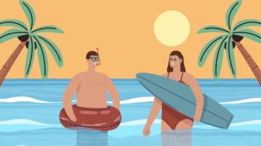 Deniz animasyonundaki çift