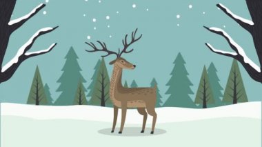 Kar manzarasında sevimli bir geyik