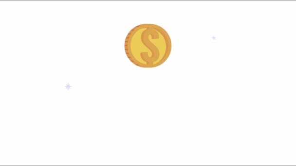 Χρηματοοικονομική και οικονομική animation με κέρματα — Αρχείο Βίντεο