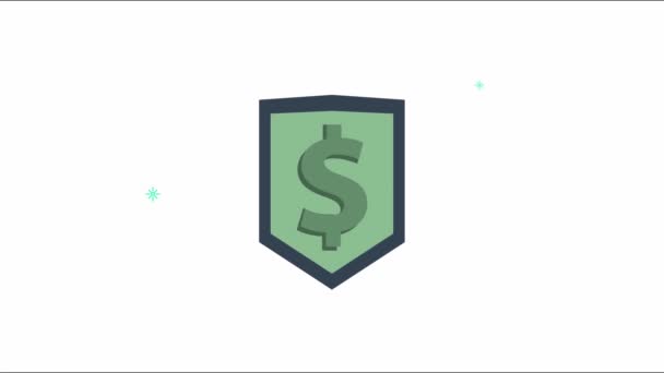 Financial and economy animation with shield — Stockvideo