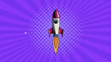 Roket atarlı pop sanat animasyonu