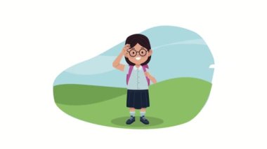 Liseli kız karakteriyle okul animasyonuna