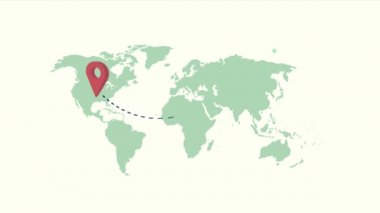 GPS konum servisi animasyonu dünya haritalarında lobutlarla