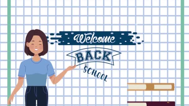 Terug naar school lettering animatie — Stockvideo