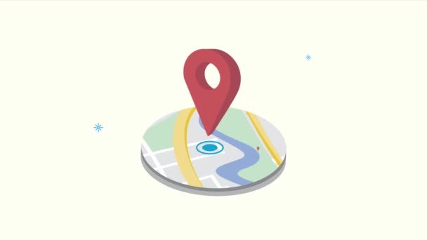 Gps location service animation with pin in map — Stockvideo