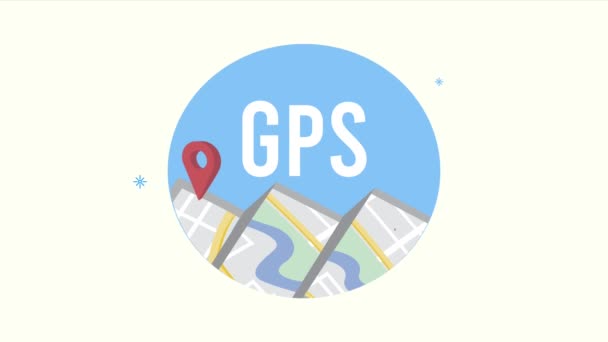 Gps lokalizační pin v animaci map — Stock video