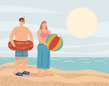 Sahilde birkaç turist.