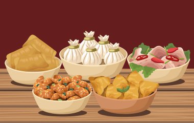 Masada beş Çin yemeği var.