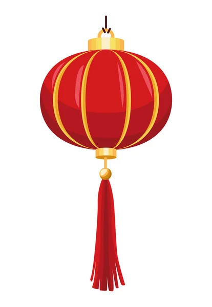 Lâmpada chinesa vermelha pendurada — Vetor de Stock
