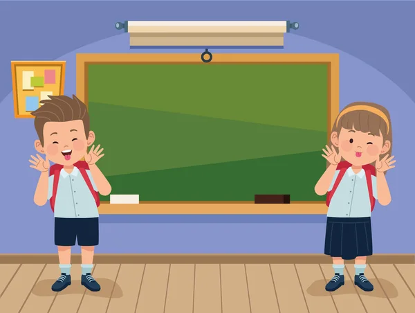 Dois alunos crianças em sala de aula —  Vetores de Stock