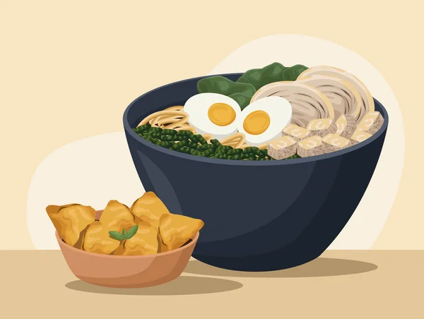 Δύο κινέζικο φαγητό στον πίνακα — Διανυσματικό Αρχείο