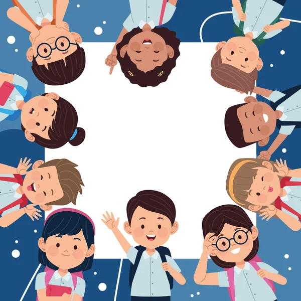 Ten little students kids — Stock Vector