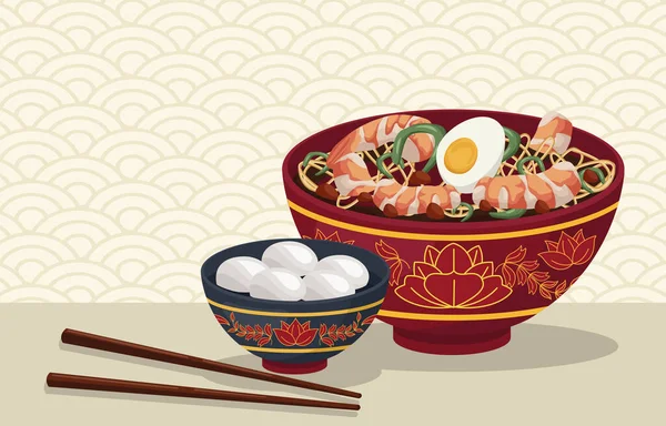 Две сцены китайской кухни — стоковый вектор