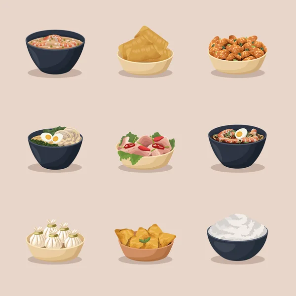 九个中国食品图标 — 图库矢量图片