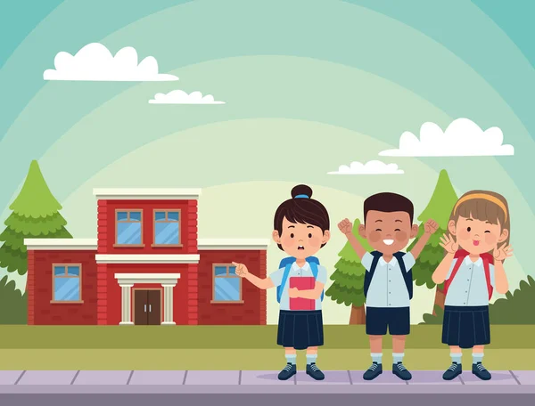 Élèves enfants à l'école — Image vectorielle