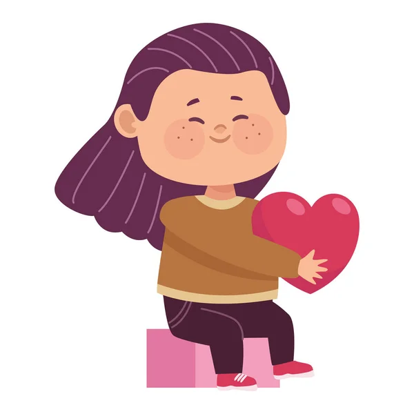 Niña con corazón — Vector de stock