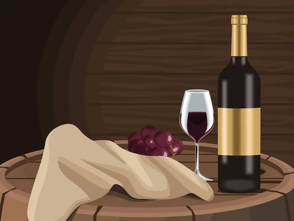 Butelka wina w tacce — Wektor stockowy