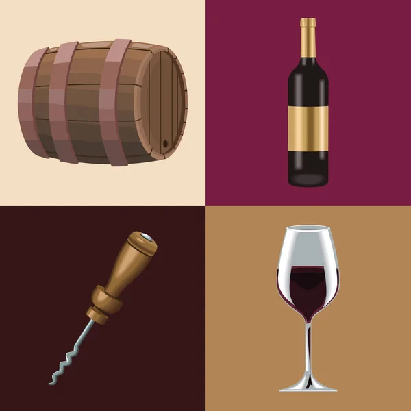 Dört lezzetli şarap ikonu — Stok Vektör