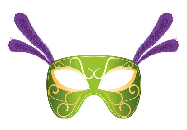 Green mardi gras mask — Stock Vector