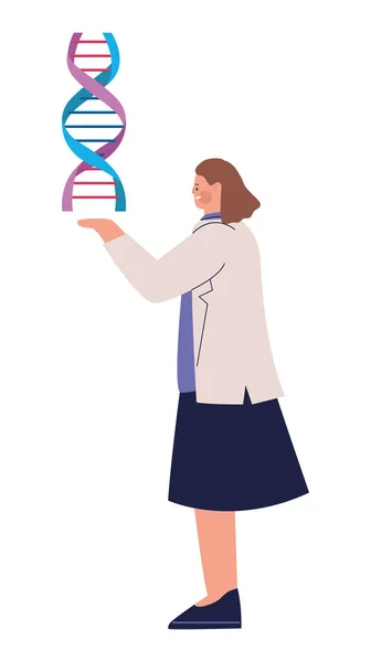 Женщина-ученый с ДНК — стоковый вектор