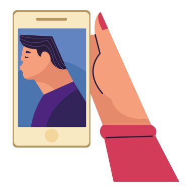 Akıllı telefonlu bir adamla el ele