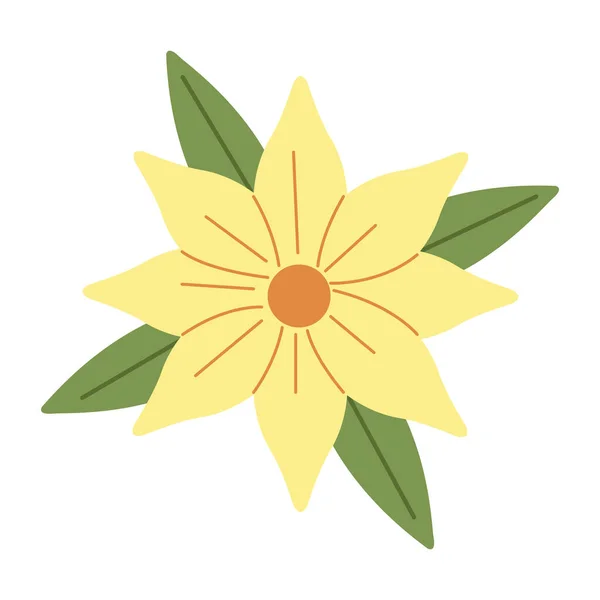 Żółty kwiat i liście — Wektor stockowy