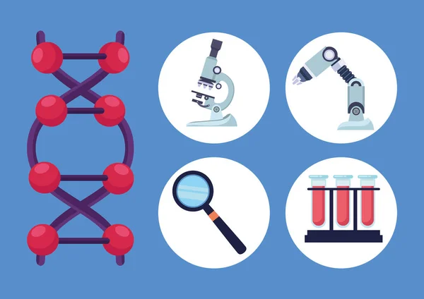 五个DNA实验室图标 — 图库矢量图片