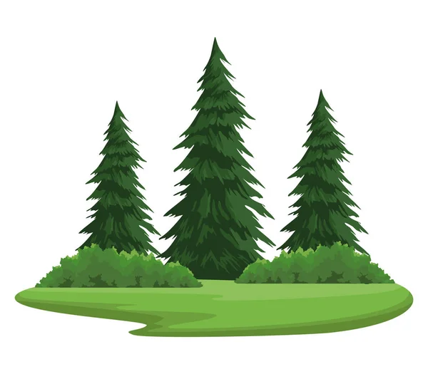 Pini alberi vagabondaggio scena — Vettoriale Stock