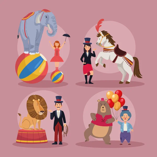 Восемь персонажей цирка — стоковый вектор