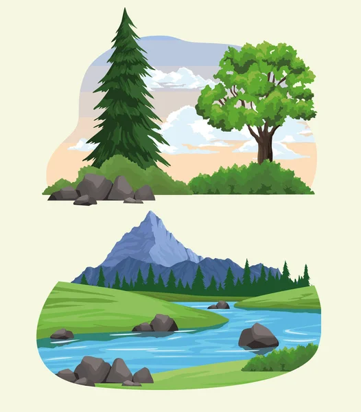 Wanderlust naturaleza escenas — Vector de stock